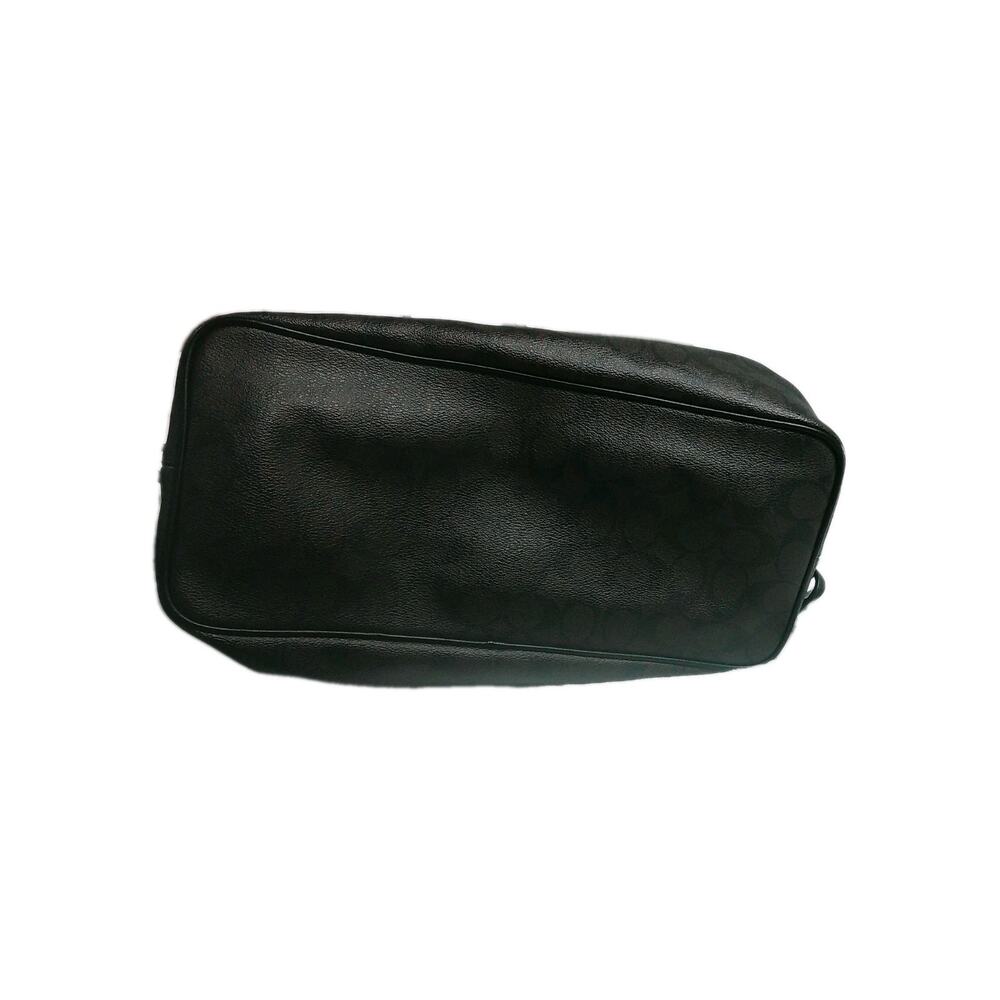 Coach Signature Coated Canvas Tote Black Leather Trim Shoulder Bag F57842 - Picture 4 of 8